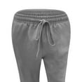 thumbnail image 5 of Wirdiell Women Casual Linen Pants Straight Leg Pants High Waisted Beach Pants Drawstring Relaxed Fit Sweatpants with Pockets, 5 of 6