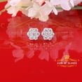 thumbnail image 3 of King of Bling's Men's/Womens 925 Silver White 1.66ct VVS 'D' Moissanite Floral Stud Earrings, 3 of 12