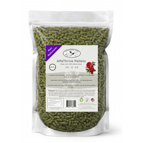 Happy Bunny Farms Organic Alfalfa Meal Pellets Fertilzer, 4 lb