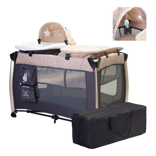 Cuna Corral Aeiou P1003 Viajero Con Moisés Y Cambiador Beige