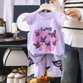 thumbnail image 2 of CAUYDY Baby Girls Summer 2P Outfits Toddler Kids Girl Butterfly Bow Sleeveless Tunic Tops and Floral Print Shorts Set Infant Cute Clothes Newborn Girls Pjs (Sizes 2-3 Years,D1-Dark Purple), 2 of 4