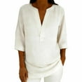 thumbnail image 2 of Blczomt White Womens Spring Blouses Trendy Cute Tshirts Casual Lightweight Ladies Blouses,L, 2 of 7