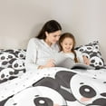thumbnail image 4 of jejeloiu Kawaii Cute Panda 7 Pieces Bedding Comforter Set,Wild Zoo Animal Full Bedding Set,White Black Fitted Sheet Flat Sheet For Kids,Breathable Home Decor Reversible, 4 of 8
