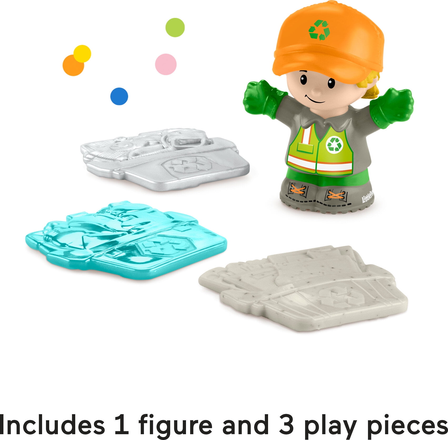 FisherPrice Little People Recycling Truck Musical Toddler Garbage Toy Set, 5 Pieces  (图5)