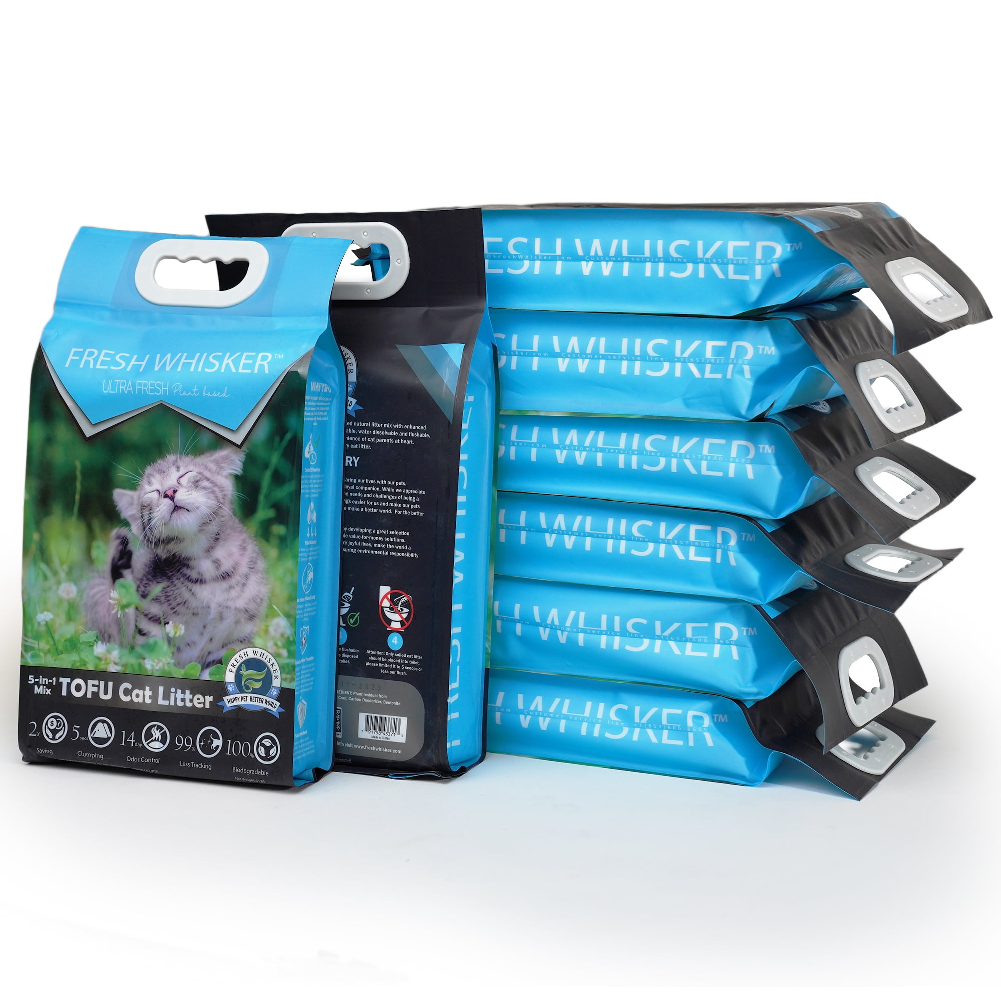 FreshWhisker PP Tofu Cat Litter, Odor Free & Flushable Clumping Tofu