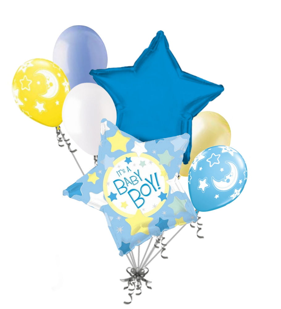 Details about   7 pc Baby Boy Jumbo Sleeping Moon Balloon Bouquet Party Decoration Welcome Home 
