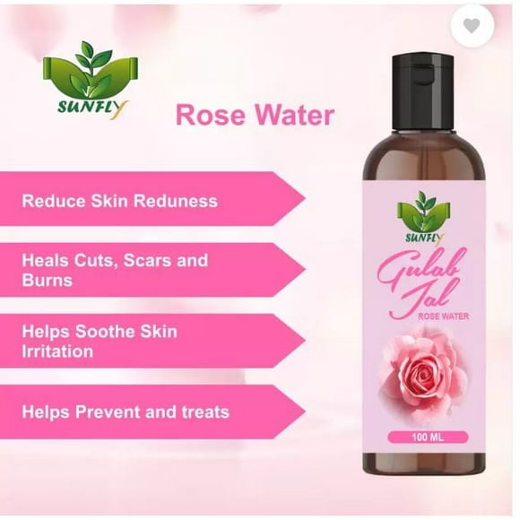 Sunfly 100% Pure & Natural Rose Water/Toner For Skin & Body -100ML Face Wash