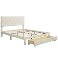 thumbnail image 4 of Tcbosik Velvet Storage Bed Queen Size Upholstered Platform Bed with a Big Drawer - Beige, 4 of 9