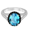 thumbnail image 2 of AoneJewelry Black Diamond Blue Topaz Ring In 10K Solid Rose, White & Yellow Gold, 2 of 4