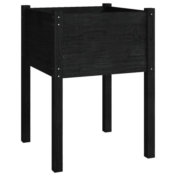 Jardinera VidaXL de madera maciza negra de pino 50 x 50 x 70 cm