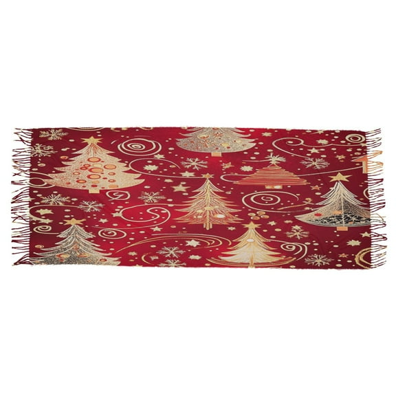 BZSMCE Women Scarf Christmas Trees Red Background Simple Pattern Soft Warm Long Large Scarves