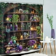 thumbnail image 3 of Gothic Skull Shower Curtain Vintage Withcy Spooky Retro Wizard Magic Bookshelf Succulent Black Unique Cool Bathroom Decor Plant Bath Curtain With Hooks-72"W x 84"L (Pack of 1), 3 of 7