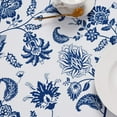 thumbnail image 4 of Blue and Yellow Tablecloth, Vintage Blue Floral Table Cloth, Rustic Pastoral Stripe Bordered Tablecloths for Indoor and Outdoor, Spring, Picnic, Dinning Table(Rectangle, 60" x 120"), 4 of 6