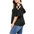 thumbnail image 3 of DARING DIVA Women's Plus Cold Shoulder Bell Casual Sleeve Top 4X Black, 3 of 8