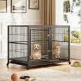 thumbnail image 2 of Ladcaser Heavy Duty Dog Crate 47 Inches Large Metal Dog Kennel with Flexible Divider, 2 Door Pet Cage with Removable Tray and Wheels for Small Medium Large Pets, 2 of 7