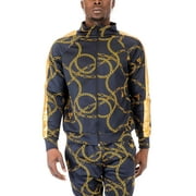 Ma Croix Mens Premium Stretch Gold Chain Track Jacket