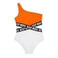 thumbnail image 3 of Aislor Kids Girls 1Ps Swimsuit Single Shoulder Strap Bodysuit Letter Print Bathing Suit Beach Swimming, 3 of 7