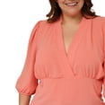 thumbnail image 4 of Blusa de escote cruzado talla extra, modelo 0115 (Salmón) salmon 42 Roman Fashion Blusa extra 0115, 4 of 6