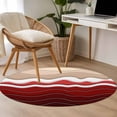 thumbnail image 5 of Abstract Round Living Room Rugs 4 ft, Red Brown Gradient Waves Beach Lines Washable Area Rug with Non-Slip Sturdy Edge Binding Round Carpet for Entryway Kitchen Bedroom Bathroom, 5 of 9