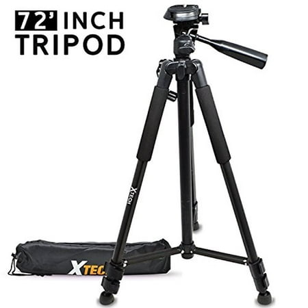 Xtech Pro Series 72’ inch Tripod with Carrying Case, 3 way Pan-Head for Canon, Nikon, Fuji, Sony, Samsung, Panasonic, Pentax, Olympus and other Similar DSLR Cameras and (Best Tripod For Nikon Dslr)