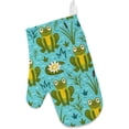 thumbnail image 3 of Dreamtimes Polyester Kitchen Oven Mitts Glove Potholder Apron 3Pcs Set Cute Frogs with Grass Non Slip Heat Resistant Mitts for Baking Cooking BBQ, 3 of 7