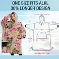 thumbnail image 4 of Oversized Wearable Blanket Hoodie,Yorkie Dog and Flower Florals Sherpa Blanket Hoodie with Super Pockets,Super Warm Fuzzy Pullover for Women & Men, 4 of 6