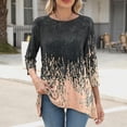 thumbnail image 5 of CYMMPU Spring Tunic Tops 3/4 Sleeve Round Neck Floral Pattern Loose Fit Blouses for Women Dressy Casual Fall Trendy Shirts Flare Hem Hide Belly Tops to Wear with Leggings T-Shirts Black L, 5 of 7