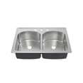 thumbnail image 2 of Ouvert 33 x 22 Stainless Steel, Dual Basin, Top-Mount Kitchen Sink, 2 of 11