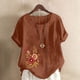 thumbnail image 2 of Camisetas de Manga Corta para las Mujeres Impreso Botón de Manga Corta Camiseta Blusa Poliéster, Ropa Casual Mirar Superior para las Mujeres, 2 of 4