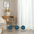 thumbnail image 2 of Sleep Zone Jacquard Stripes Sheer Curtains with Textured Weave, Semi-Blackout Curtain Panels Living Room Bedroom Bathroom 2 Panels, 52" x 95" White, 2 of 7