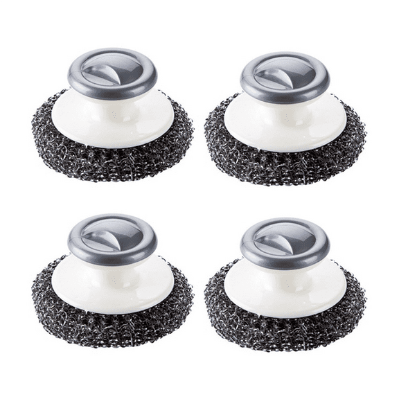 4X Stainless Steel Scrubber with Handle, Heavy Duty Pot Scrubbers Dish Scrubber Cleaning Brush Wash for Dish