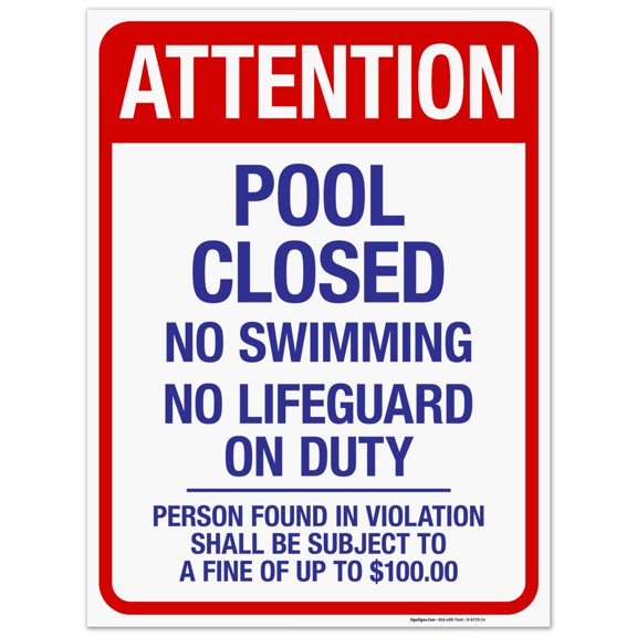 Attention Pool Closed Sign, Pool Sign, 10x10 Vinyl Sticker