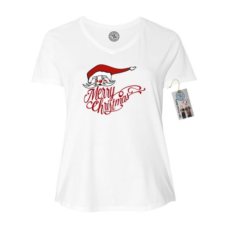 Merry Christmas Santa Plus Size Women V Neck T-Shirt
