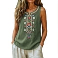 thumbnail image 5 of Womens Summer Tops Loose Embroidered Sleeveless V Neck Cotton Linen Tank Tops for Women Black M, 5 of 7
