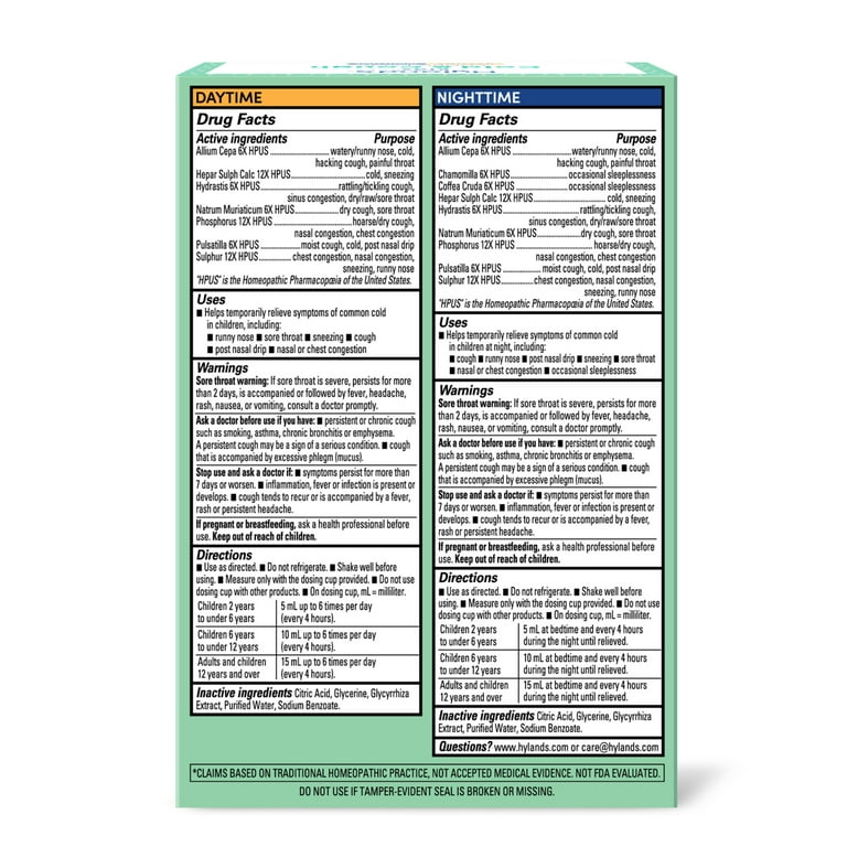 Hyland's Kids Cold and Cough Day and Night Value Pack, 2 x 4 fl oz Bottles, Over The Counter