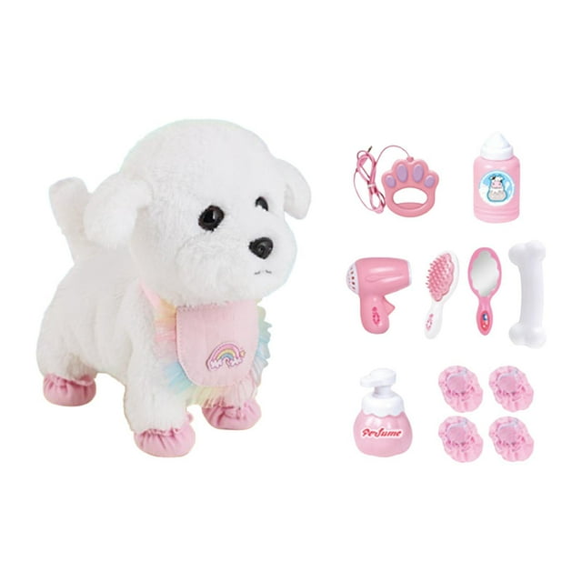 Juguete de peluche eléctrico, Animal de peluche, Amigo a la hora de dormir, Juguete para mascotas para niños, Juguete para cachorros que caminan con Bichón Frisé