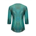 thumbnail image 5 of Pxiakgy Dressy Tops for Women Women's Casual Solid Tops Print V Neck Irregular Long Sleeve T Shirt Blouses 3/4 Sleeve Tunic Tops Asymmetric Hem Blouses Lightweight Mesh Shirt Flowy Work Shirts Green M, 5 of 5