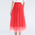 thumbnail image 4 of Womens Midi Tulle Skirts Mesh Party Long Elastic High Waist A-Line Pleated Flowy Tutu Skirts Red M, 4 of 4
