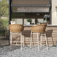 thumbnail image 2 of Pemberly Row 28" Wicker Back Outdoor Bar Stool Set of 2 in Wheat Beige, 2 of 11