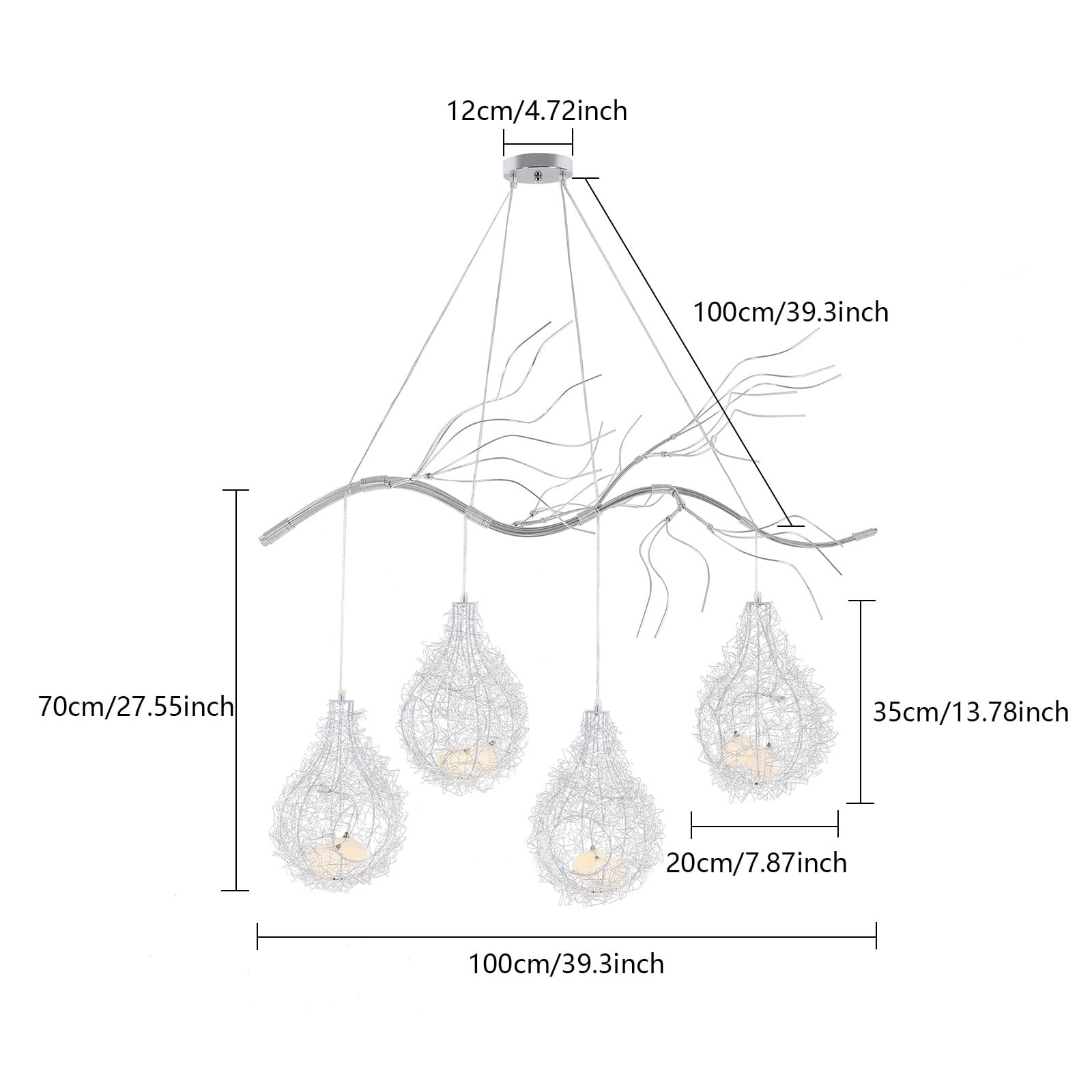 Creative Bird's Nest Chandelier, Ceiling Lamp Fixture, Rustic Pendant Light