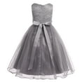 thumbnail image 2 of Lejafay Girls Sequined Lace Flower Girl Dress Princess Pageant Wedding Birthday Party Ball Gown with Gray 16, 2 of 7
