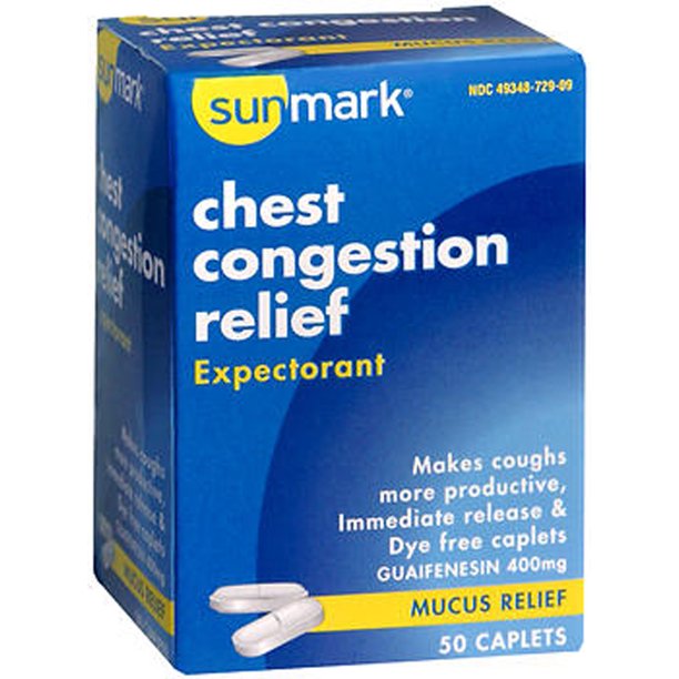 Sunmark Chest Congestion Relief Expectorant Caplets, 400 mg, 50 Count