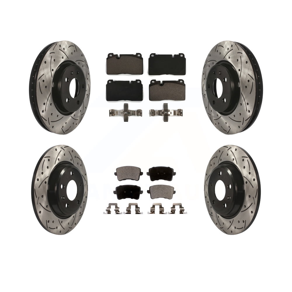 Front Rear Coated Drilled Slotted Disc Brake Rotors And Ceramic Pads