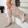 thumbnail image 3 of Dakaela Knee High Boots for Women Wedge Heel Bowknot Slouchy Tall Boot Wide Calf Dress Winter Shoes Pink 7, 3 of 8