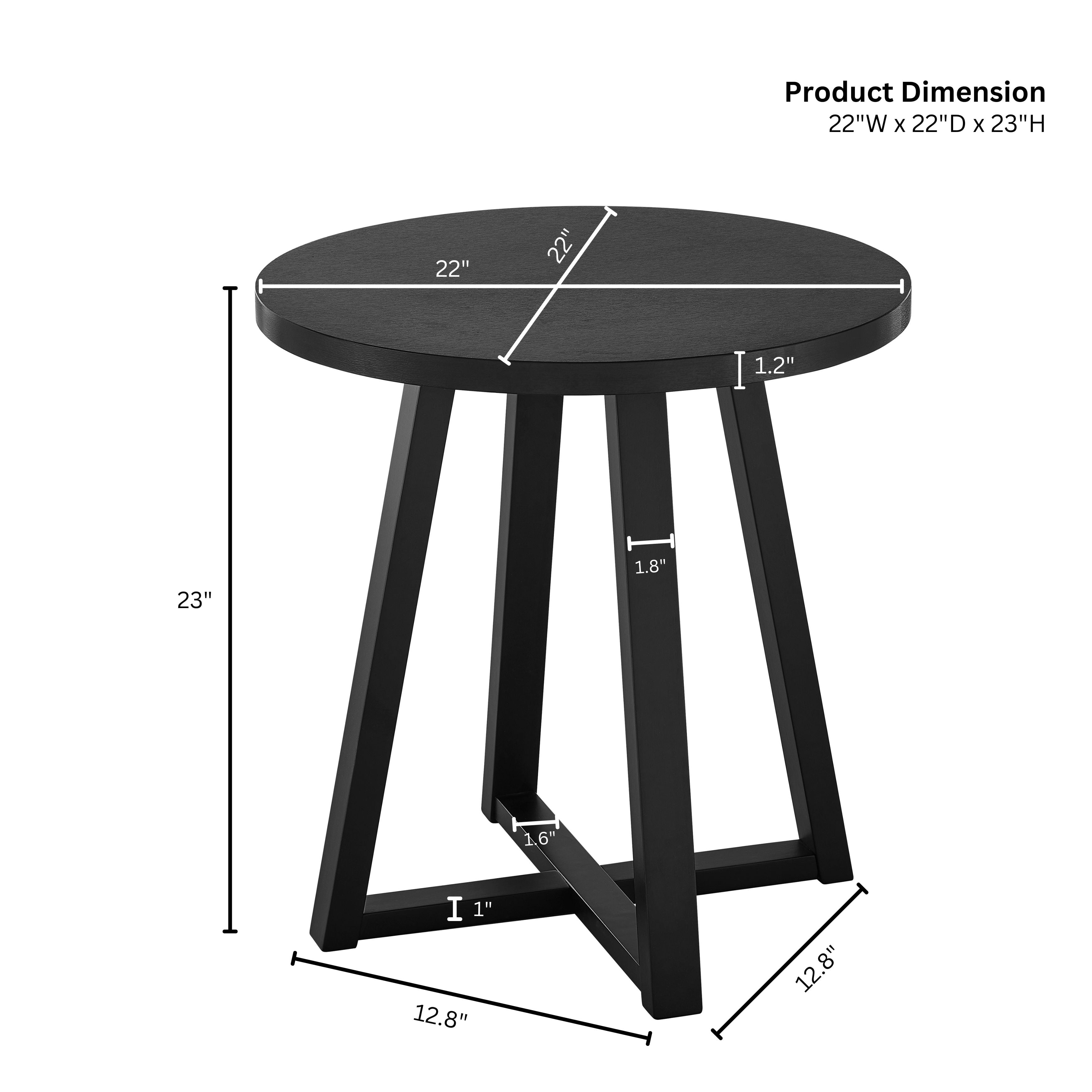 Wood Round End Table, Black