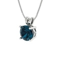 thumbnail image 2 of 1.0 ct round cut natural london blue topaz 14k white hypoallergenic Solid gold Designer Everyday Affordable Dainty Necklace Pendant + 18" hypoallergenic Solid gold chain, 2 of 6