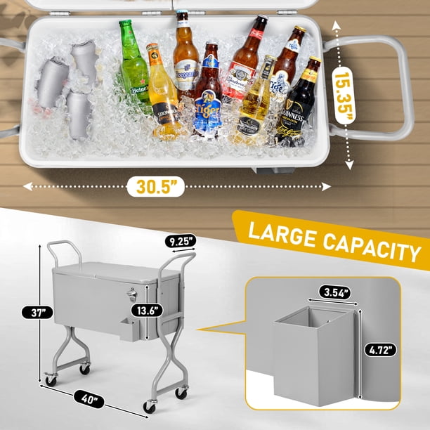 Ktaxon 80 Qt Rolling Ice Chest Cooler Cart for Patios - Walmart