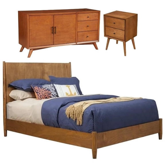 Home Square 3 Piece Furniture Set with Sideboard Queen Panel Bed & Nightstand