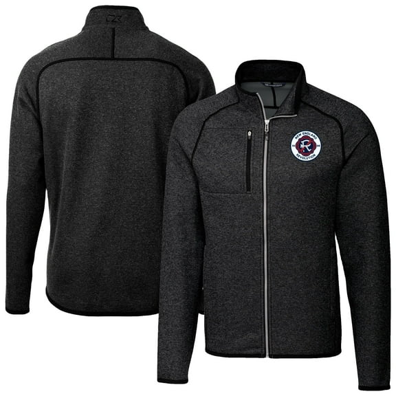 Men's-Cutter & Buck  Heather Charcoal New England Revolution Mainsail Sweater-Knit Full Zip Jacket