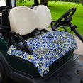 thumbnail image 2 of Golf Cart Seat Covers for 2 Seater,Vintage Boho Microfiber Cart Seat Towel Blanket,Middle Century Bohemia Style Patchwork Blue Absorbent NonSlip Bench Seats Protector for Golf Course 51"x31", 2 of 9